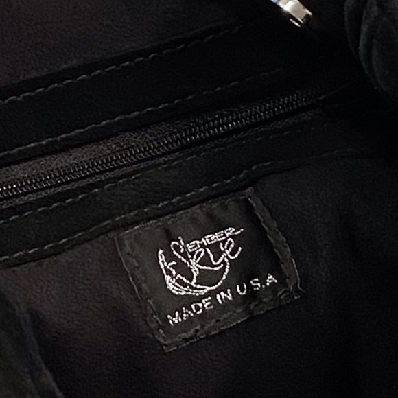 Ember Skye 'Kate' Fringe Suede Leather Satchel with Agate Stones - Picture 6 of 8